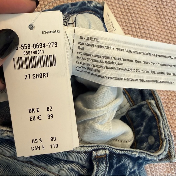NWT Abercrombie & Fitch The Dad High Rise Curve Love Medium Destroy 27 Short - Picture 9 of 13